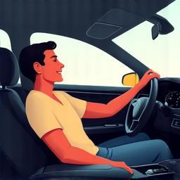Illustration of a person enjoying a ride in a luxury car.
