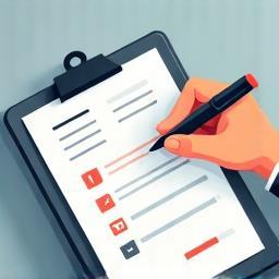 Illustration of a person filling out a form.