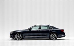 Elegant luxury sedan parked.