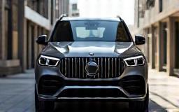 Powerful luxury SUV parked.